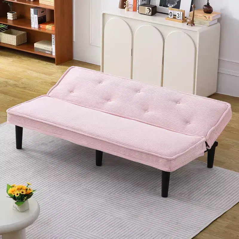 MAYEERTY Divano Letto Moderno in Velluto a Coste Flessibile per Soggiorno Camera da Letto Rosa