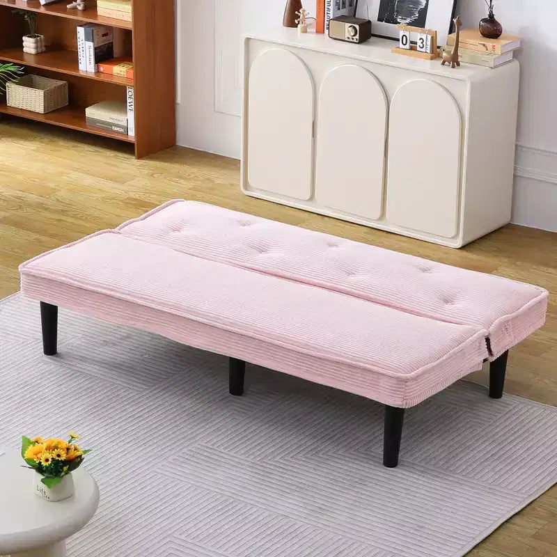 MAYEERTY Divano Letto Moderno in Velluto a Coste Flessibile per Soggiorno Camera da Letto Rosa