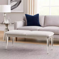 Royal Hampton Accent Bench, Light Gray Boucle, Pearl White Wood Finish, 54 Inch