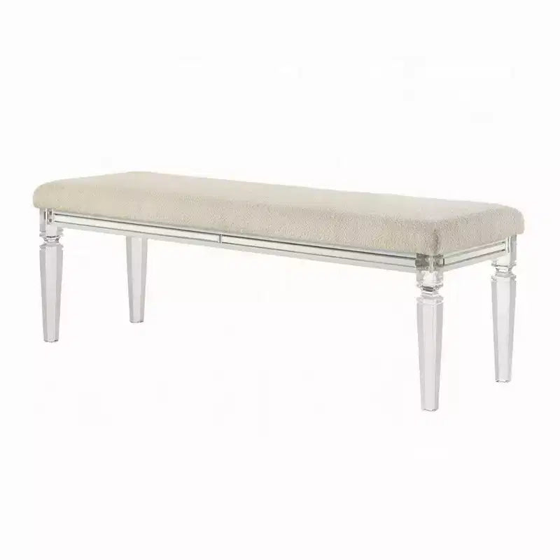 Panca Royal Hampton, seduta imbottita beige, gambe affusolate in acrilico trasparente da 54 pollici