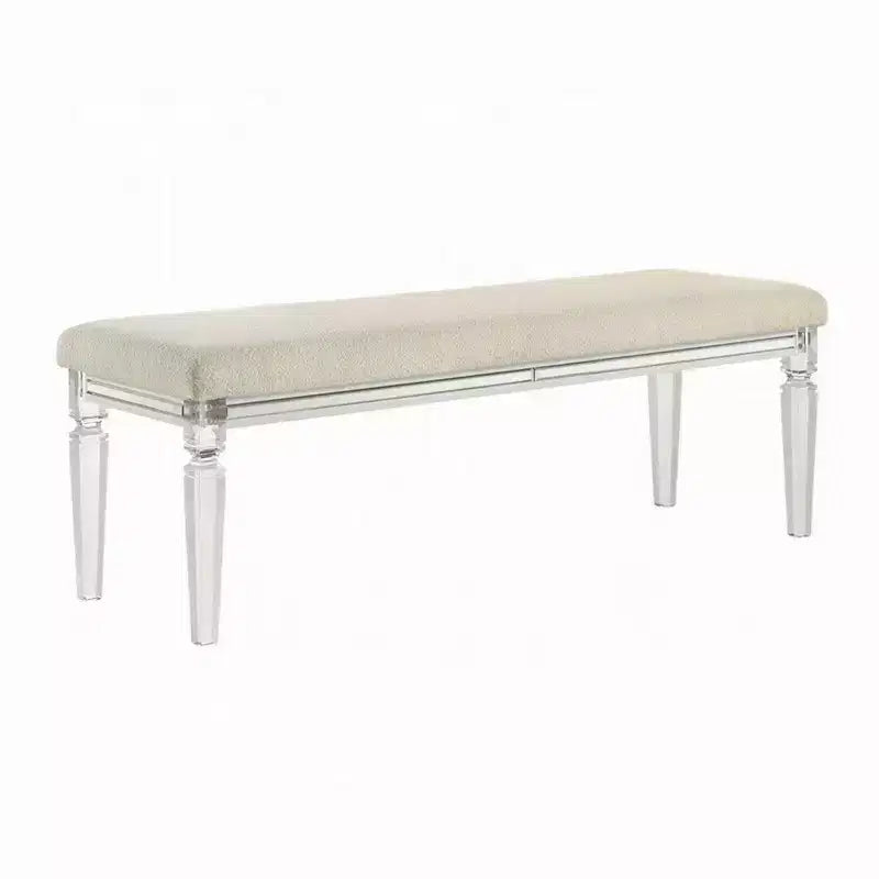 Panca Royal Hampton, seduta imbottita beige, gambe affusolate in acrilico trasparente da 54 pollici