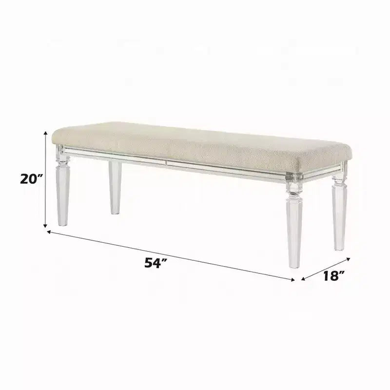 Panca Royal Hampton, seduta imbottita beige, gambe affusolate in acrilico trasparente da 54 pollici