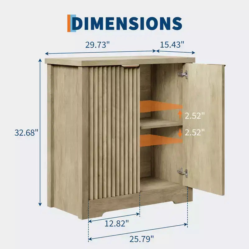 Mobile credenza moderno con ante e ripiani, adatto per salotti, cucine, sale da pranzo e corridoi.