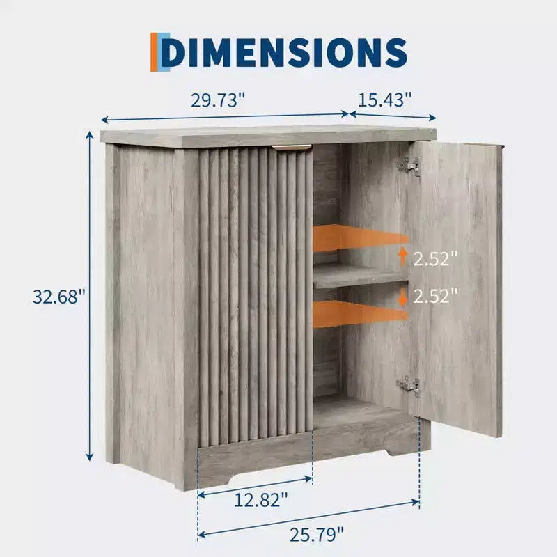 Mobile credenza moderno con ante e ripiani, adatto per salotti, cucine, sale da pranzo e corridoi.