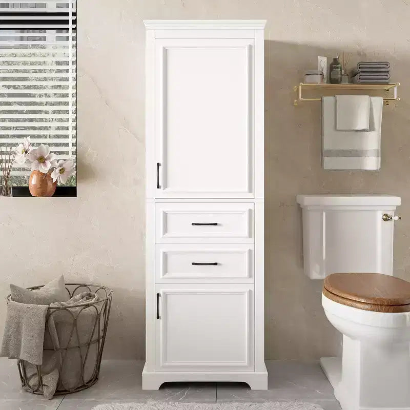 Freestanding Bathroom Storage Cabinet with Drawer, Adjustable&Fixed Shelf, Soft Close Doors, White - ModernLuxe