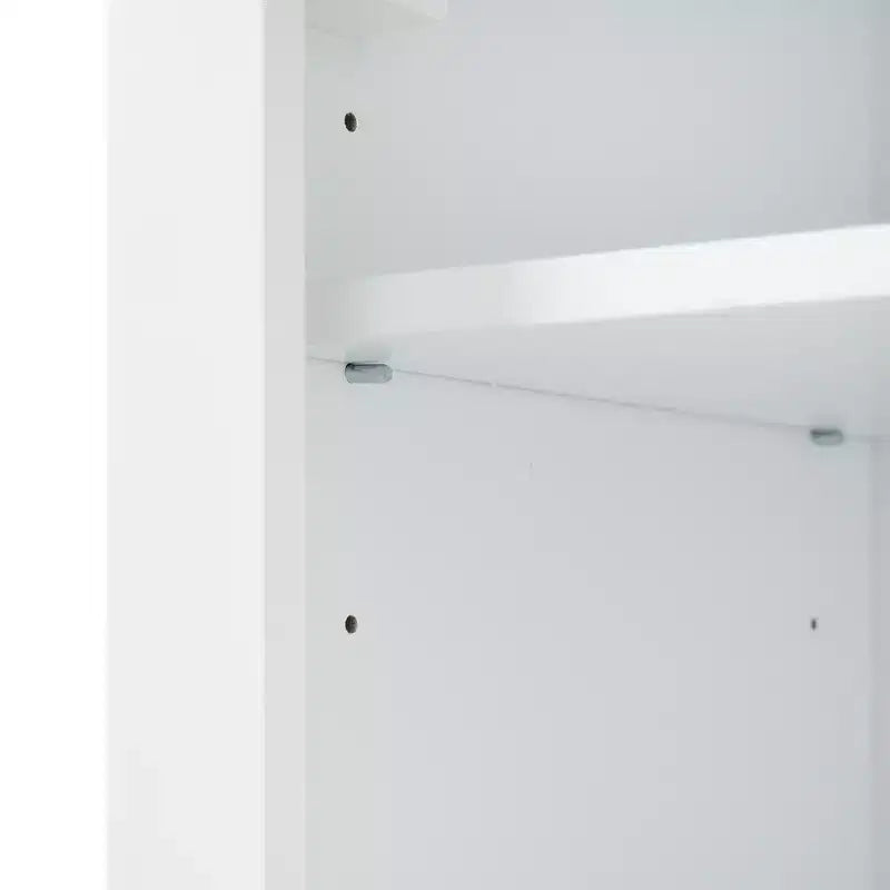 Mobiletto contenitore da bagno autoportante con cassetto, ripiani regolabili e fissi, ante a chiusura ammortizzata, bianco - ModernLuxe