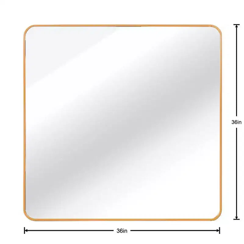 Specchio quadrato da parete con cornice in alluminio nero da 36 pollici per bagno