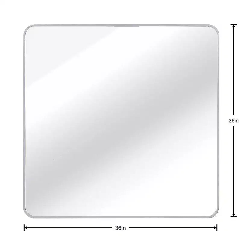 Specchio quadrato da parete con cornice in alluminio nero da 36 pollici per bagno