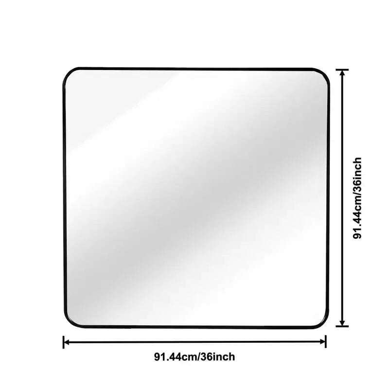 Specchio quadrato da parete con cornice in alluminio nero da 36 pollici per bagno