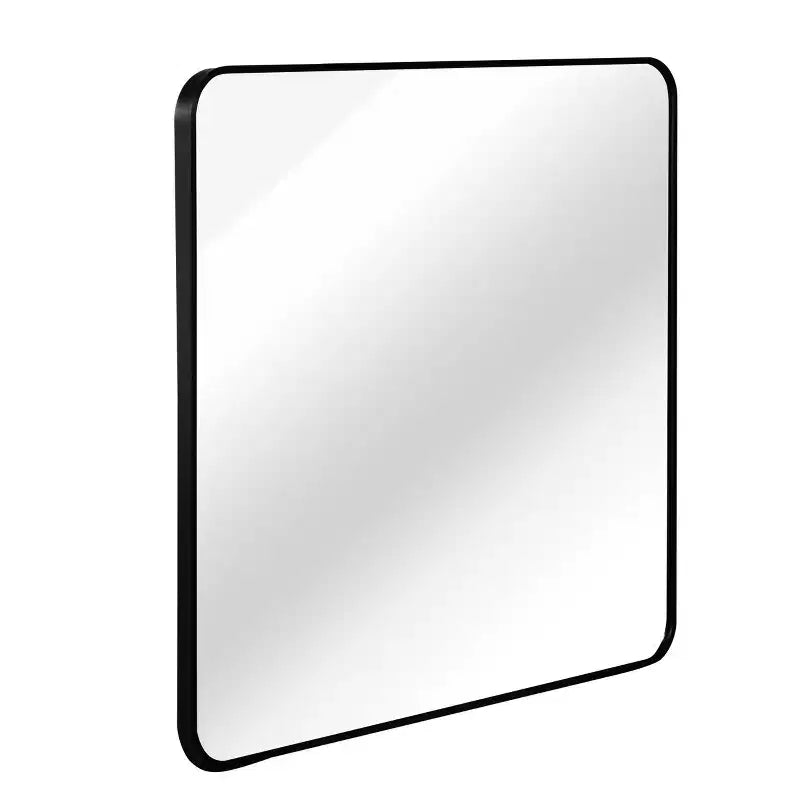 Specchio quadrato da parete con cornice in alluminio nero da 36 pollici per bagno