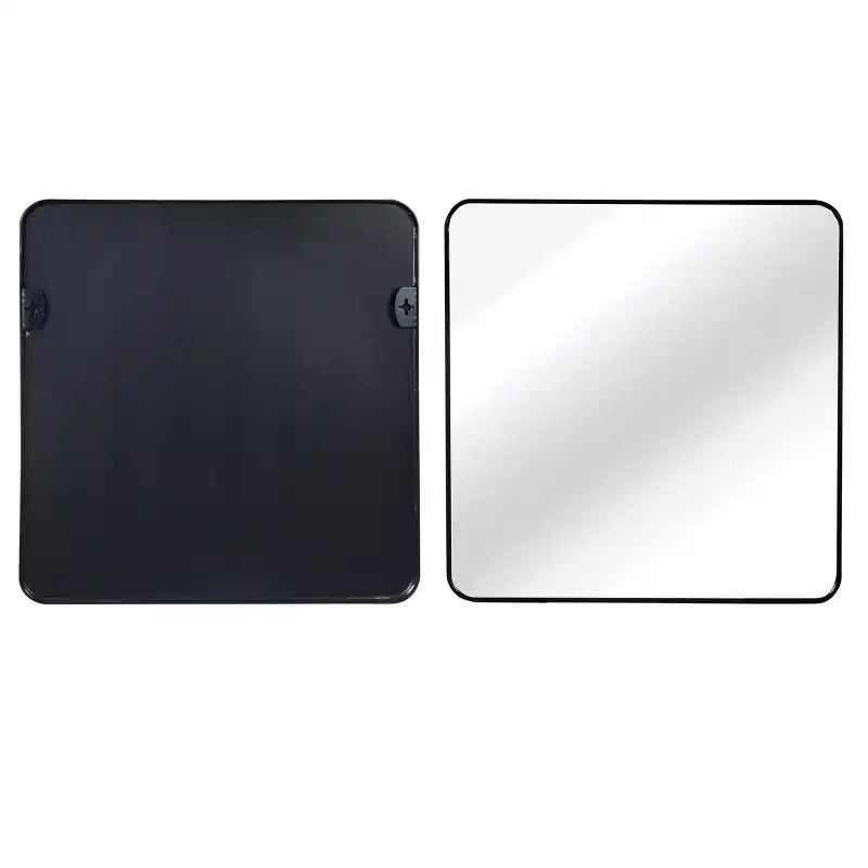 Specchio quadrato da parete con cornice in alluminio nero da 36 pollici per bagno