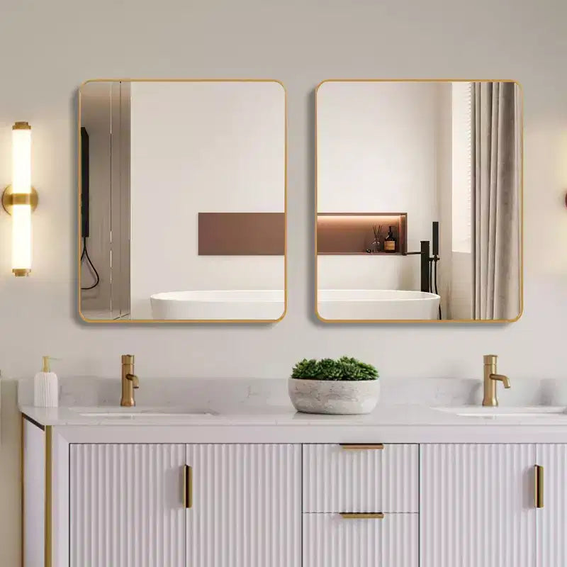 Specchio quadrato da parete con cornice in alluminio nero da 36 pollici per bagno