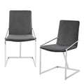 HomeRoots Set of Two Gray and Silver Upholstered Velvet And Metal Dining Side Chairs