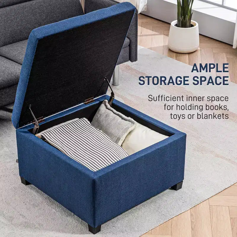 Panca Contenitore Rotonda con Pouf, Pouf Imbottito con Bottoni e Coperchio Sollevabile per Soggiorno, Ingresso e Camera da Letta
