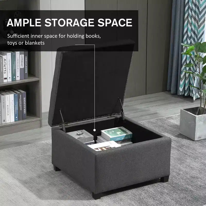 Panca Contenitore Rotonda con Pouf, Pouf Imbottito con Bottoni e Coperchio Sollevabile per Soggiorno, Ingresso e Camera da Letta