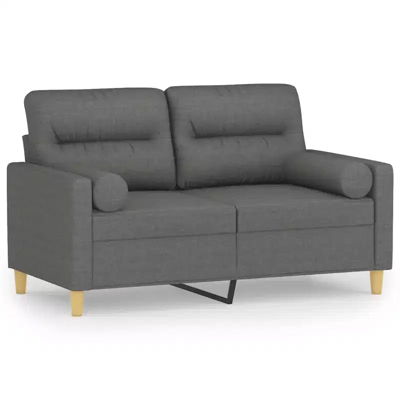 Divano a 2 posti in tessuto grigio scuro (100% poliestere), metallo, textilene