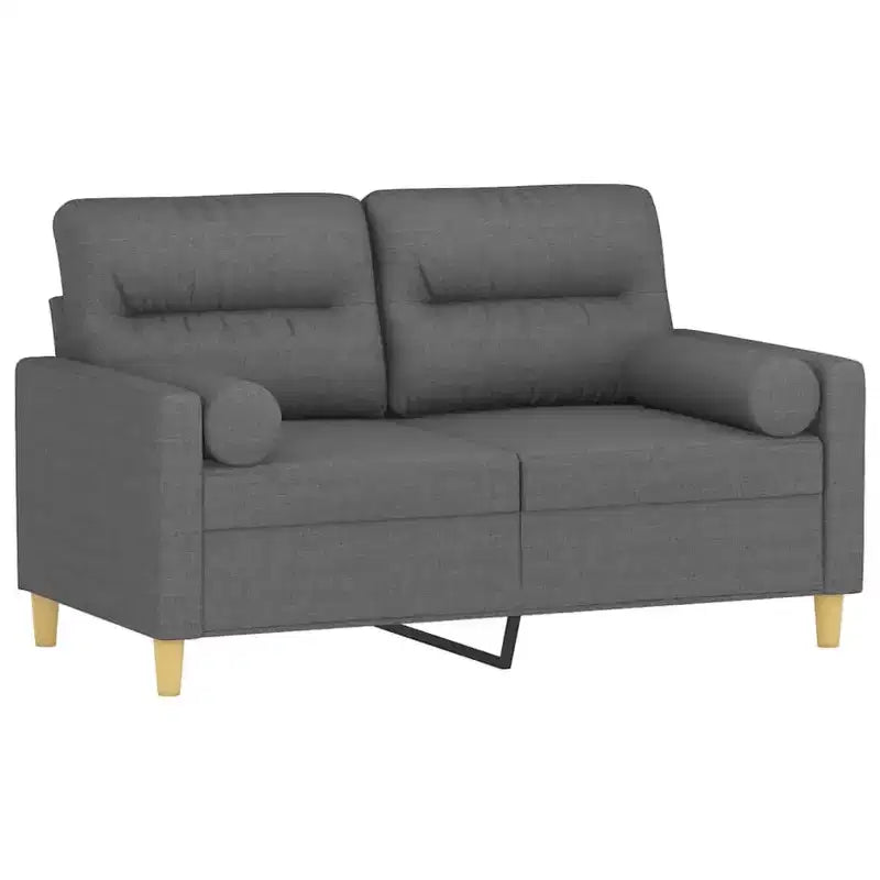 Divano a 2 posti in tessuto grigio scuro (100% poliestere), metallo, textilene