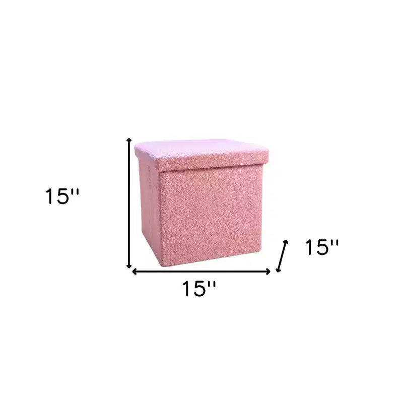 Ottoman con spazio di archiviazione Bouclé Cube da 15 pollici