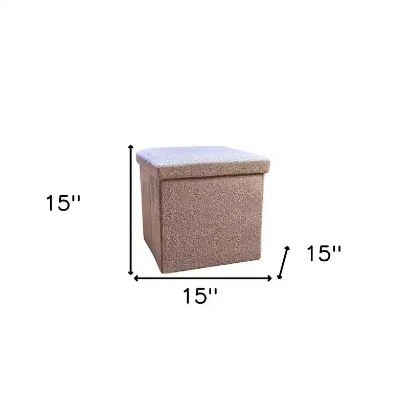 Ottoman con spazio di archiviazione Bouclé Cube da 15 pollici