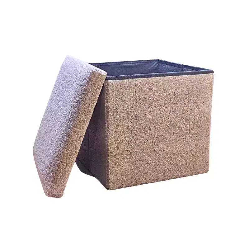 Ottoman con spazio di archiviazione Bouclé Cube da 15 pollici