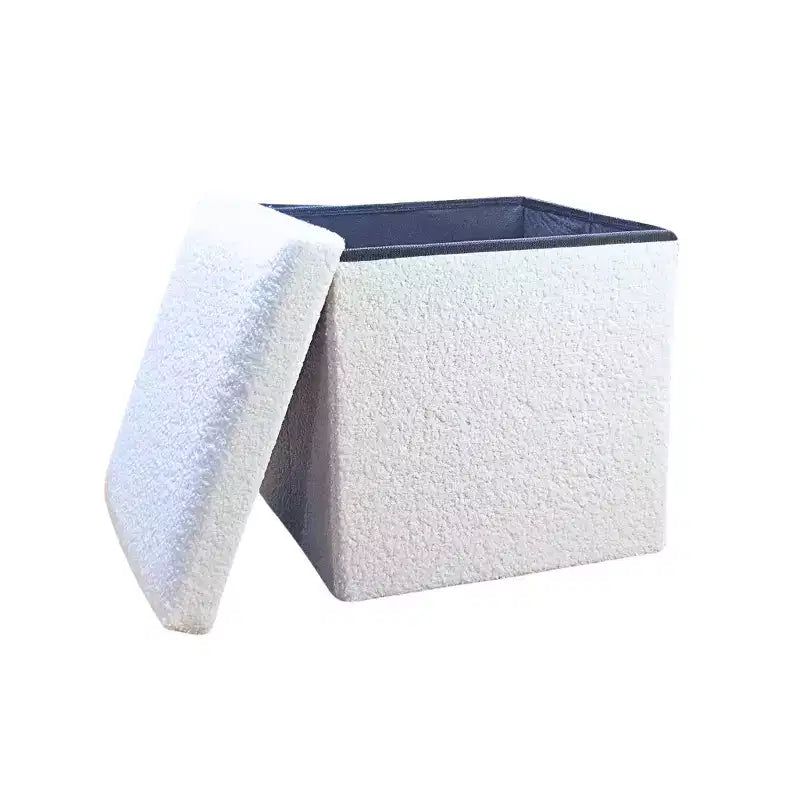 Ottoman con spazio di archiviazione Bouclé Cube da 15 pollici