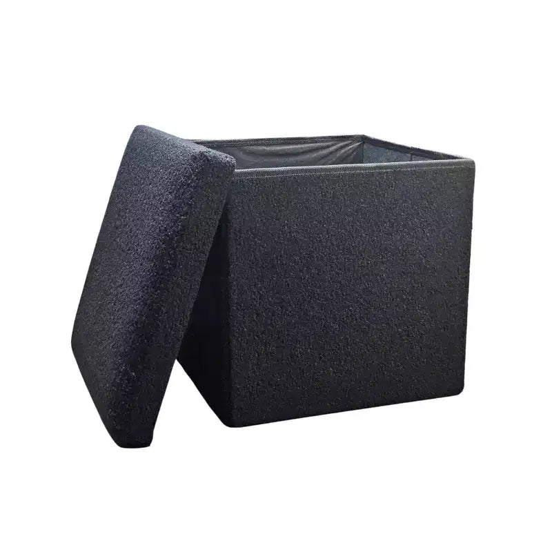 Ottoman con spazio di archiviazione Bouclé Cube da 15 pollici