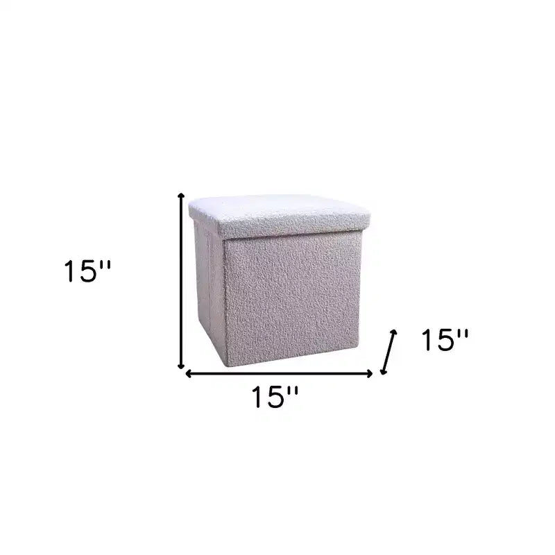 Ottoman con spazio di archiviazione Bouclé Cube da 15 pollici