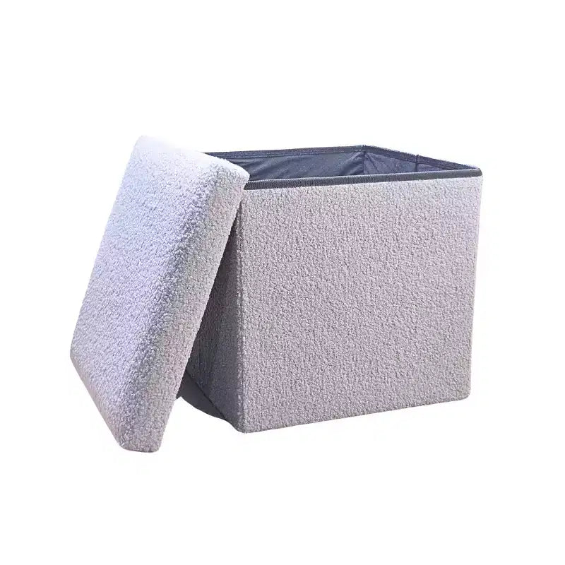 Ottoman con spazio di archiviazione Bouclé Cube da 15 pollici