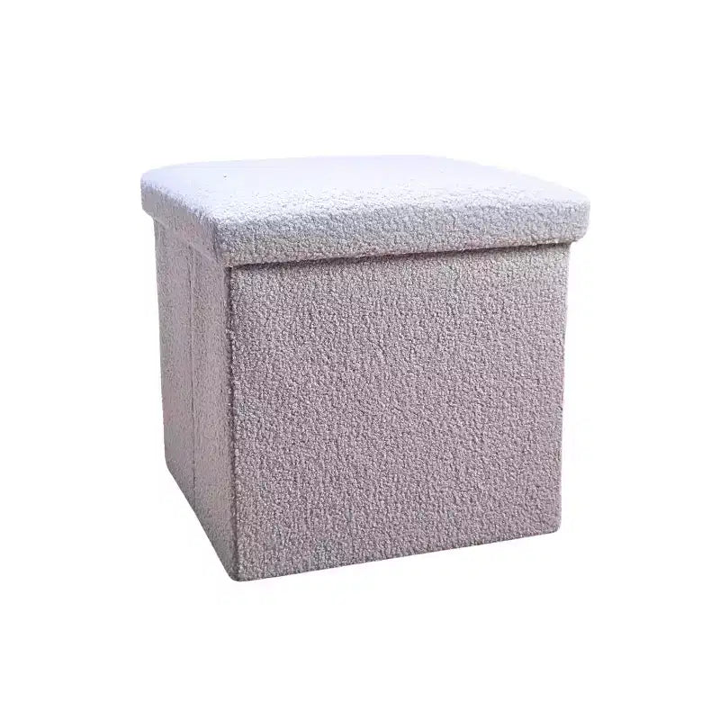 Ottoman con spazio di archiviazione Bouclé Cube da 15 pollici