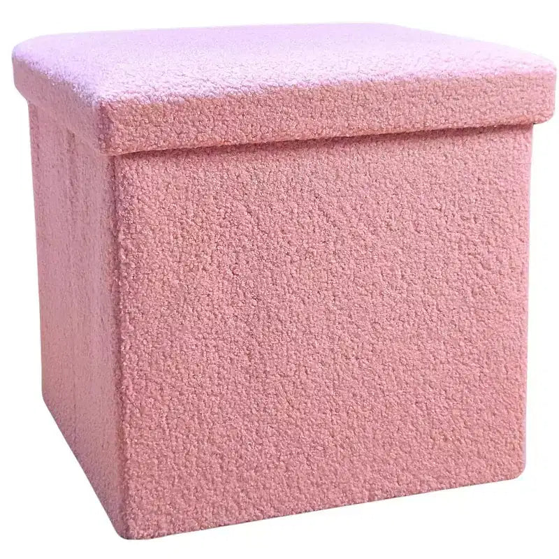 Ottoman con spazio di archiviazione Bouclé Cube da 15 pollici