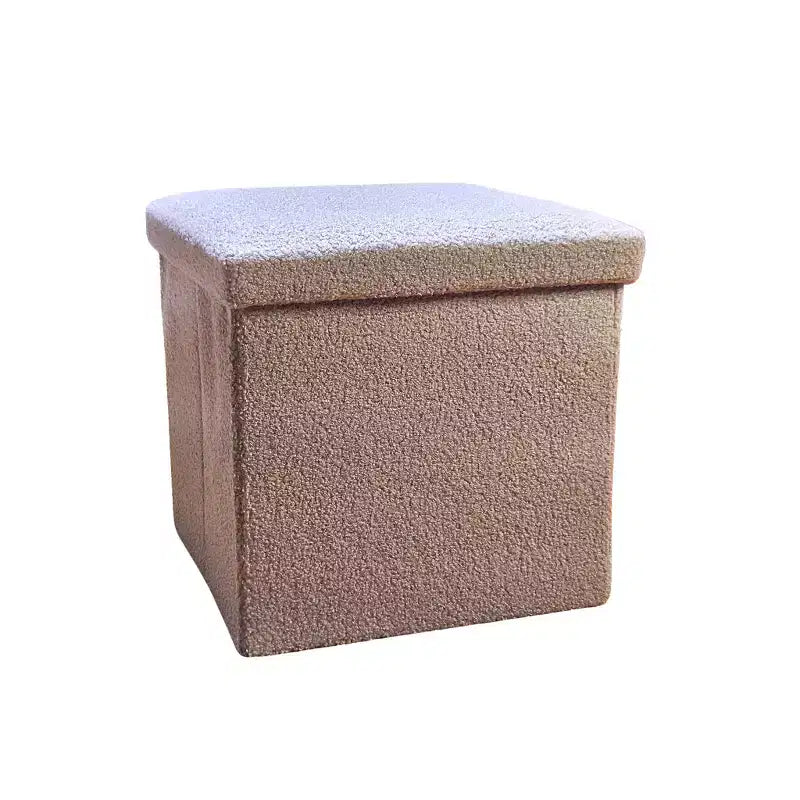 Ottoman con spazio di archiviazione Bouclé Cube da 15 pollici