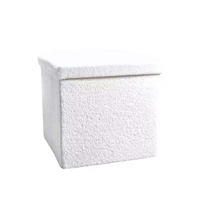 Ottoman con spazio di archiviazione Bouclé Cube da 15 pollici