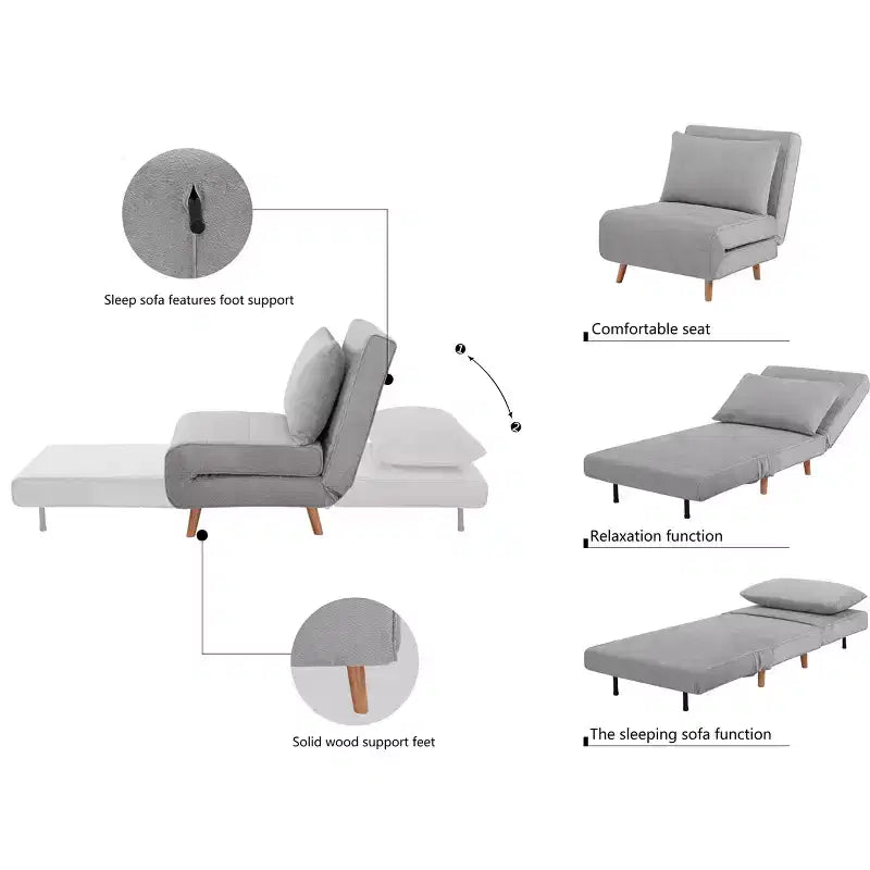 GDFStudio Rafael Letto Poltrona Moderno Pieghevole Convertibile in Ciniglia con Schienale Regolabile e Cuscino