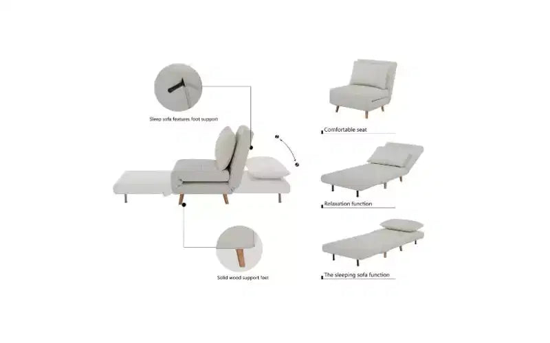 GDFStudio Rafael Letto Poltrona Moderno Pieghevole Convertibile in Ciniglia con Schienale Regolabile e Cuscino