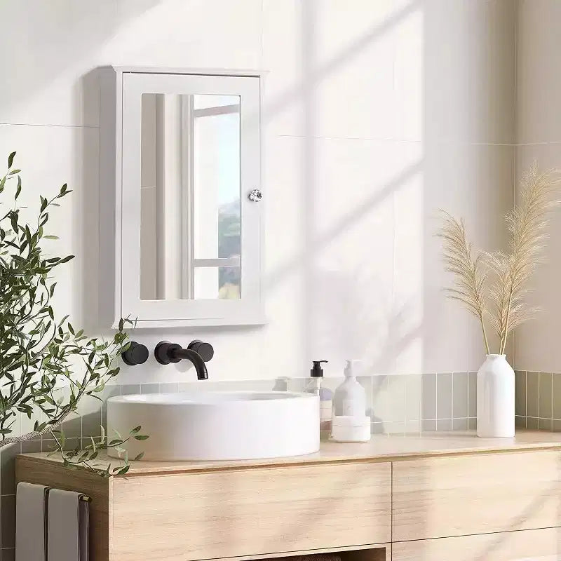 VINGLI Mobiletto da bagno a parete, armadietto dei medicinali con specchio, contenitore a specchio