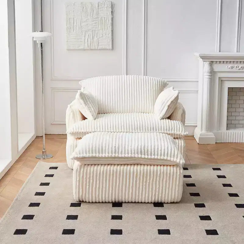 GDFStudio Arden - Poltrona moderna convertibile in velluto a coste con pouf