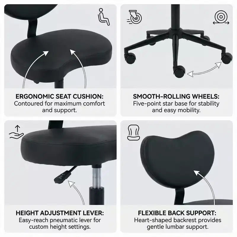 Sedia da scrivania Homy Casa con gambe incrociate, altezza regolabile e sgabello con rotelle