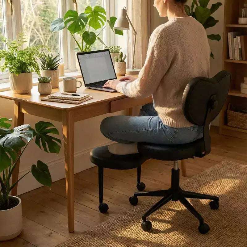 Sedia da scrivania Homy Casa con gambe incrociate, altezza regolabile e sgabello con rotelle