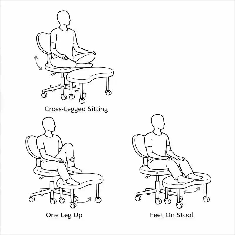 Sedia da scrivania Homy Casa con gambe incrociate, altezza regolabile e sgabello con rotelle