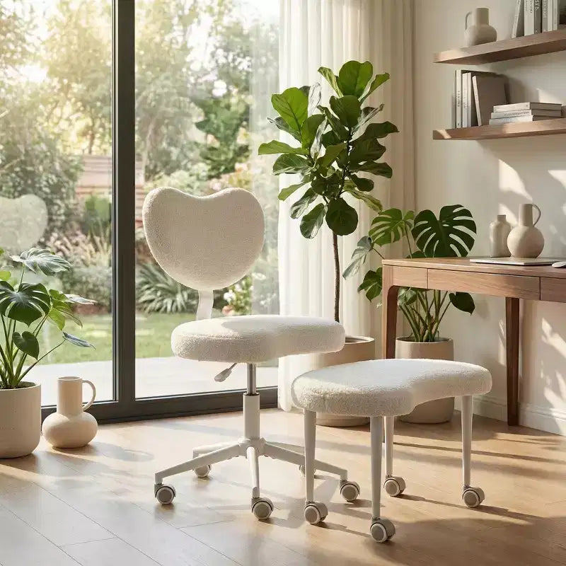 Sedia da scrivania Homy Casa con gambe incrociate, altezza regolabile e sgabello con rotelle
