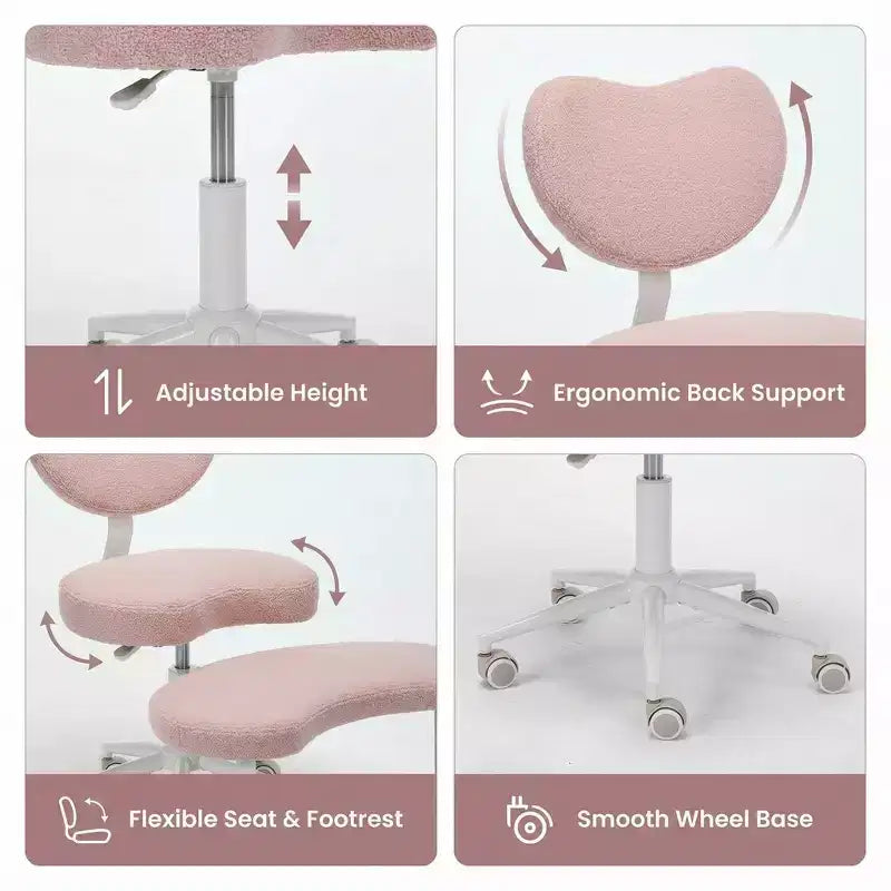 Sedia da scrivania Homy Casa con gambe incrociate, altezza regolabile e sgabello con rotelle