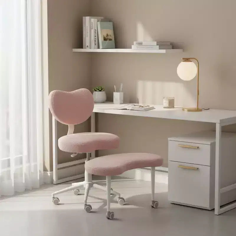Sedia da scrivania Homy Casa con gambe incrociate, altezza regolabile e sgabello con rotelle