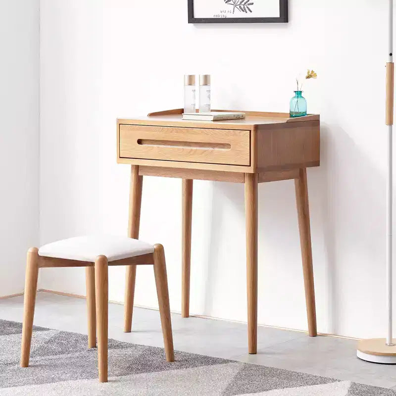 Toeletta Moderna in Legno con Cassetti, Ripiani Rimovibili e Bordi RialzatiDesign Minimalista per Soggiorni