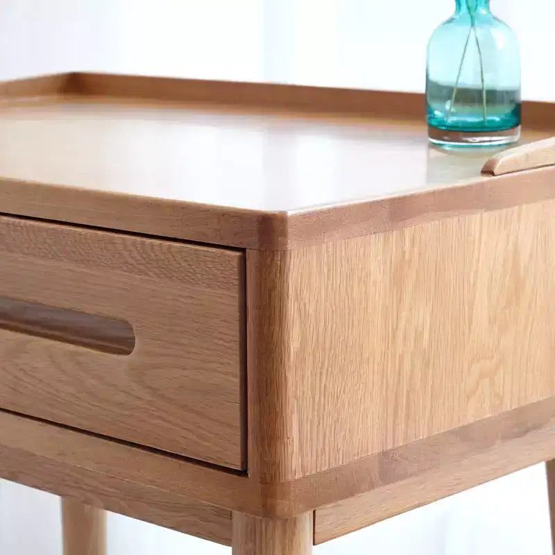 Toeletta Moderna in Legno con Cassetti, Ripiani Rimovibili e Bordi RialzatiDesign Minimalista per Soggiorni