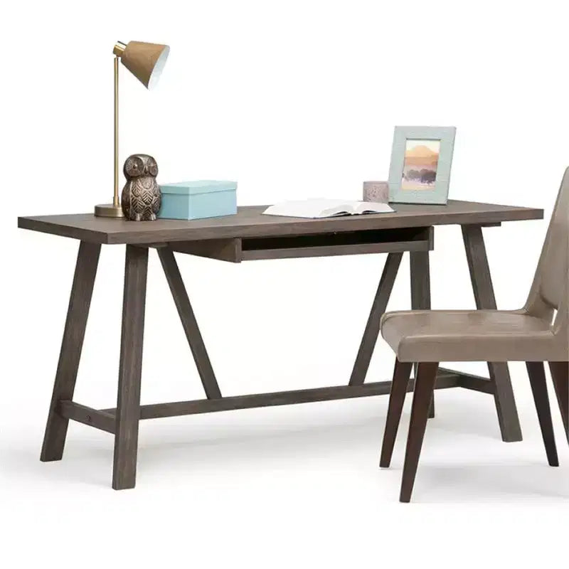 HomeStock Scrivanie da scrittura in legno nere alte 76 cm con cassettiera portadocumenti