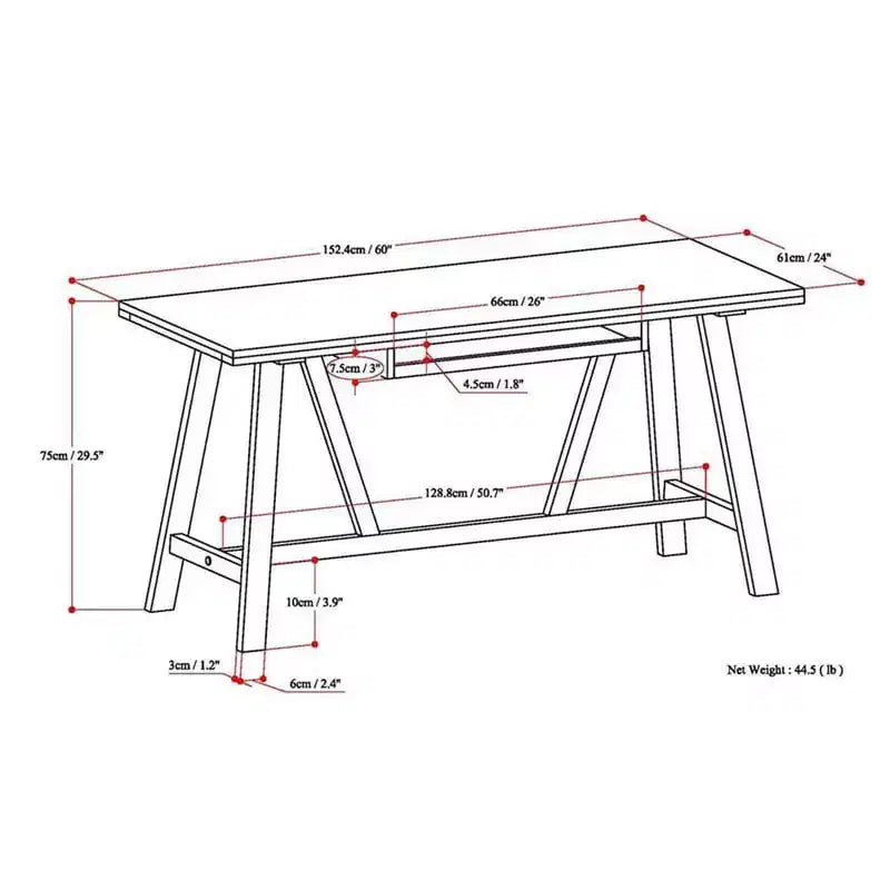 HomeStock Scrivanie da scrittura in legno nere alte 76 cm con cassettiera portadocumenti