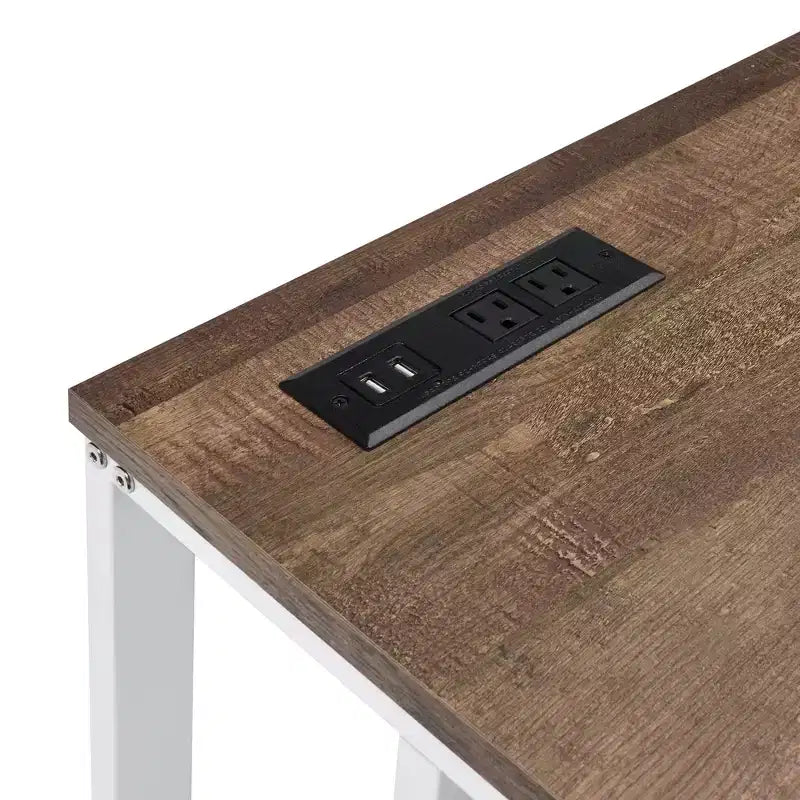 HomeStock Scrivanie per computer in legno color grigio alte 73,6 cm con ripiano a giorno