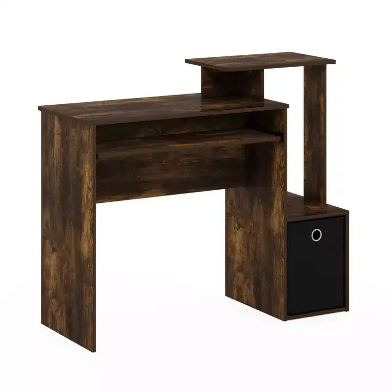 HomeStock Scrivania per computer in legno bianca con ripiano portaoggetti aperto, 73,66 cm di altezza