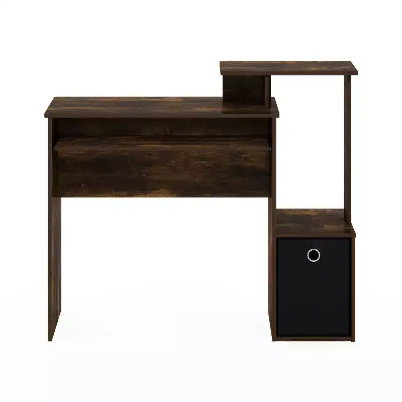 HomeStock Scrivania per computer in legno bianca con ripiano portaoggetti aperto, 73,66 cm di altezza