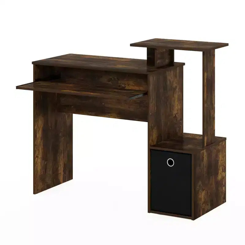 HomeStock Scrivania per computer in legno bianca con ripiano portaoggetti aperto, 73,66 cm di altezza